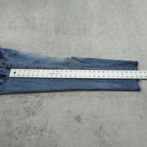 Ariya Jeans Womens Size 13/14 Blue Low-Rise Straight Denim 27.5"Inseam Destroyed - Picture 14 of 14